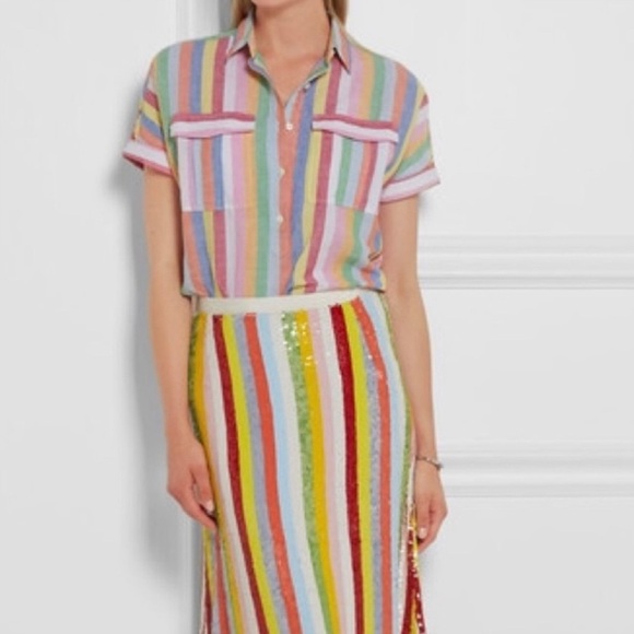 J Crew Linen Blended Candy striped Shirt Size 0 ¥¥ - Picture 14 of 14